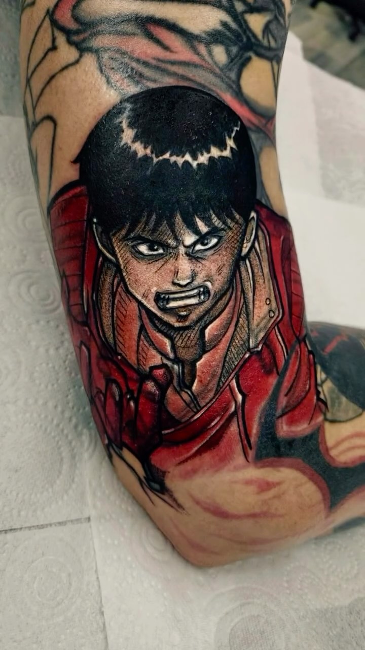 Color tattoo inspired by Akira, featuring a fierce portrait of the young telepath in motion. 
Bold reds, dynamic shading, and intense expression capture raw power and emotion in a striking, modern anime style.

Tatto odone by @shiryu1_tattoo 

If you would like to book an appointment 
Simply DM us on Facebook OR 
Instagram: @golden_hands_tattoo 
OR call us on the following number:

☎️ 0151 222 3627

Address: 
21 Williamson Street 
L 1 1EB

#goldenhandstattoo #liverpool #anime #uktattooartists #liverooltattoostudio