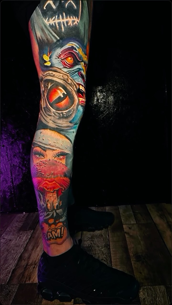 A massive color project by @mariusz_detka_tattoo — started around 4 years ago and still looking incredibly vibrant and alive today.

This piece is a perfect example of how well-saturated colors, strong composition, and solid technique stand the test of time. From the intense neon tones to the insane details, every part of this tattoo still pops like it was done yesterday.
Mariusz specializes in color work, creating large-scale projects full of energy, contrast, and character — tattoos that age beautifully and keep their impact for years. 🔥🎨

If you would like to book an appointment 
Simply DM us on Facebook OR 
Instagram: @golden_hands_tattoo 
OR call us on the following number:

☎️ 0151 222 3627

Address: 
21 Williamson Street 
L 1 1EB

#goldenhandstattoo #tattoo #colourtattoo #uk #uktattoo